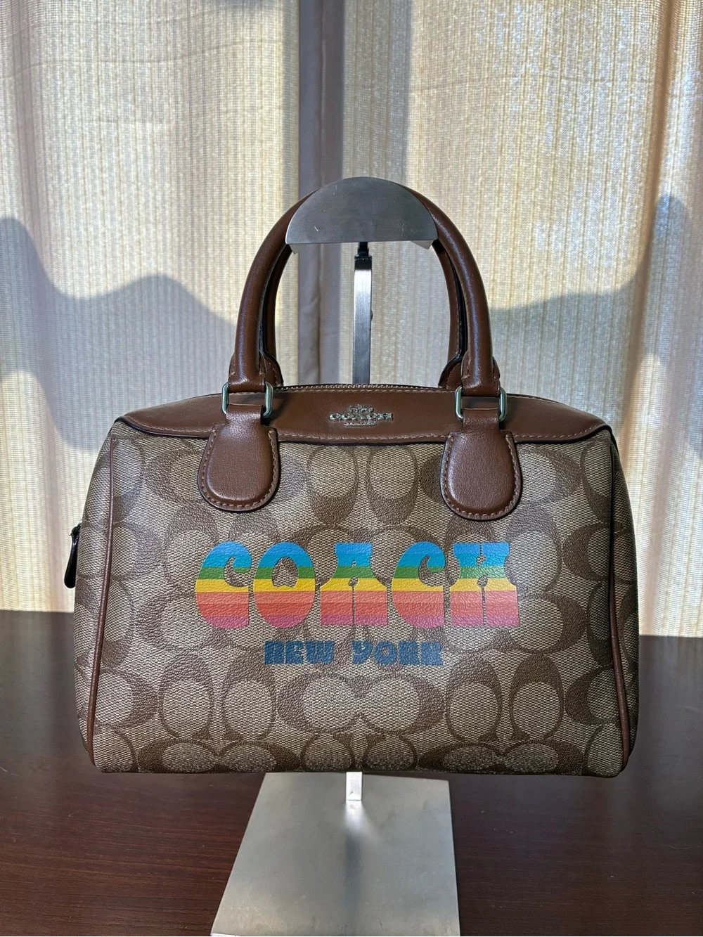 Coach Mini Bennet Signature Canvas Satchel with Rainbow Logo